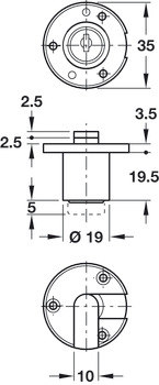 Inlaid Flap Lock D19mm MNP FH1 - view 2