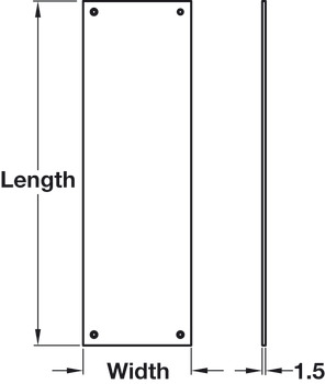 Push Plate Sqr 325x75mm SSS - view 2