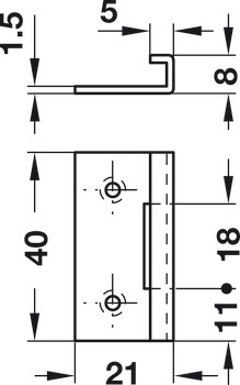 Symo3000 Ang Strike Plate 40x21mm Steel Glv - view 2