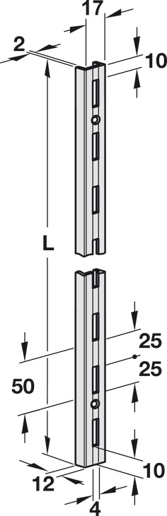 Supp Chnl Dbl Slot 995mm PC Steel White - view 5