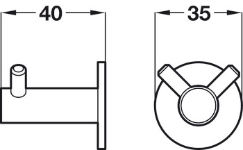 Coat Hook D35x40mm Brushed Stainless Steel - view 2