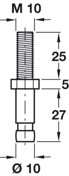 Pin D10mm w M10 Thread Steel Galvanised - view 2