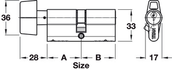 Euro Cylinder+Turn 5 Pin 35x35mm NP Dif - view 2
