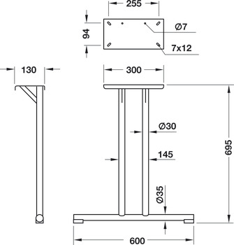 Table Fit T-Frame 695mm Straight CP - view 2