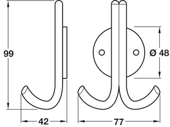 Coat Hook D48x77x99x42mm SSS - view 2