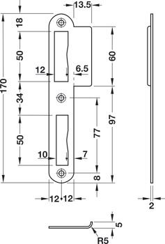 Multi Lock Device Strike Plate DIN LH - view 2