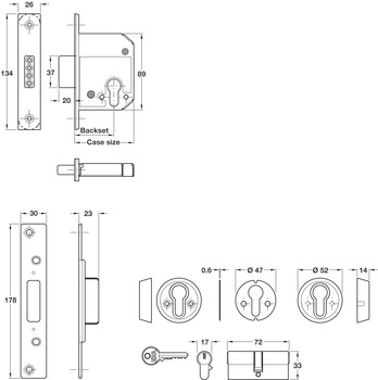 Sec Mort Cyl Deadlock 56/79mm Steel/Zinc Alloy SSS - view 2