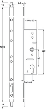 Mortice Cyl Slave Unit 45mm 1810x16mm - view 2