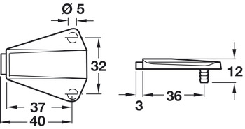 Door Stop w Two Dowels Plastic/PVC Trans - view 2