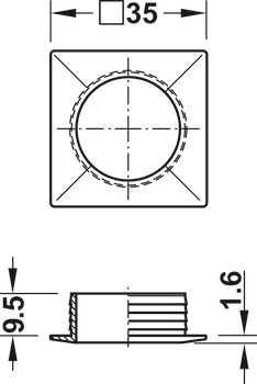 Push-Lock Square Rosette 19mm Plastic PCP - view 2