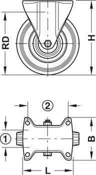D100mm Castor Fixed without Brake Plastic Galvanised - view 4