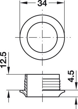 Push-Lock Rosette 16mm Plastic PCP - view 3