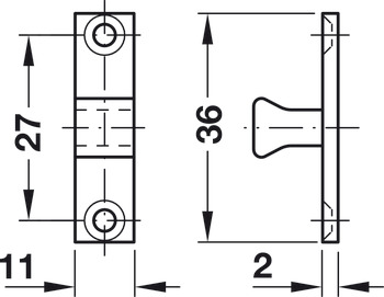 Twin Ball Catch 60mm Brass - view 3