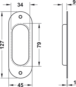 Flush Pull Handle 127x45x9mm SSS - view 2