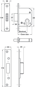 Mortice Deadlock 76mm Case Steel/Zinc Alloy SSS - view 2