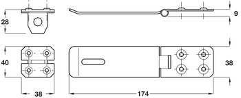 Safety Hasp+Staple 174mm Steel Black Antique - view 2