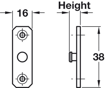 Stud Plate 38x16x9.5mm Stainless Steel/Zinc Alloy White - view 2