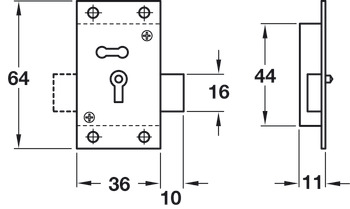 Straight Cupboard Rim Lock Brass Differ - view 2