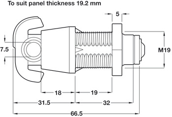 Padlockable Cam Lock-19.5/6.5mm Brt Nickel - view 2
