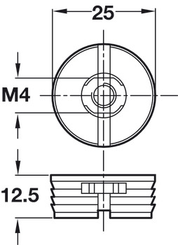 Drawer Front Adjuster M4 D25mm Plastic/Steel Black - view 2