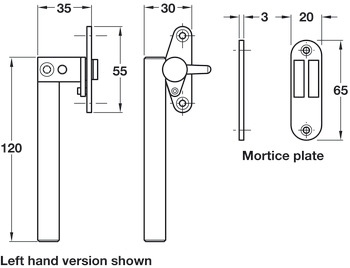 Casement Fastener Lockable LH SSS - view 2