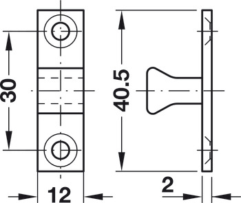 Twin Ball Catch 70mm Brass - view 3