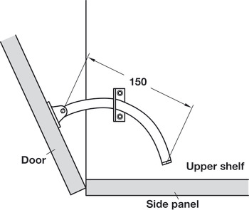 Lid Stay 150mm RH Steel NP - view 4