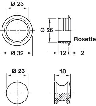 Mini Push-Lock+Rosette Set 19mm Plastic MNP - view 2