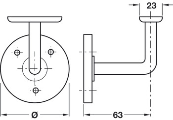 D63mm Handrail Bracket 63mm M.Steel Wht - view 3