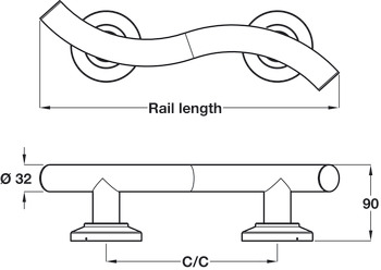 Nyma Style D32x355mm Grb Rail Crv PSS - view 3