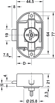 PushButton Lock BS25mm Plastic MN Lacq - view 3