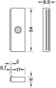 Magnetic Catch Slim 5.0kg SF Steel/Plastic Wht - view 2