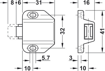 Magnetic Pressure Catch 1.8kg Sgl Plastic Black - view 4