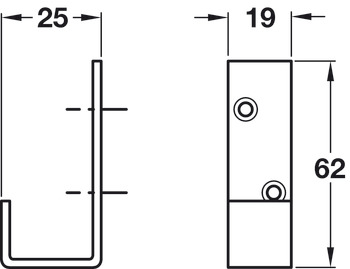 Coat Hook 62x19x25mm SSS - view 2