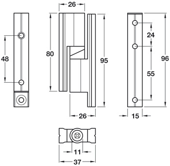 Cubicle Hinge Set Normal Duty 17-21mm SA - view 2