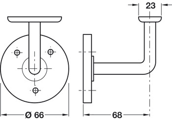 D63mm Handrail Bracket 63mm M.Steel Wht - view 2