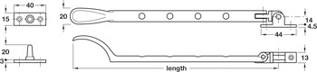 Casement Stay 2 Pins 305mm Brass PC - view 2