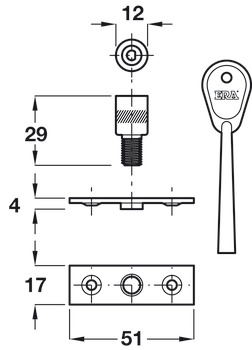 Sash Window Locks With Key Steel/Brs Sat - view 2