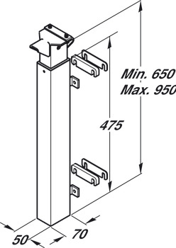 Ropox Leg Ht Adj 650-950mm Steel Wht Paint - view 2