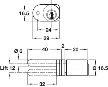 Central Lock Rotary Cyl 16.5mm MNP KD - view 2