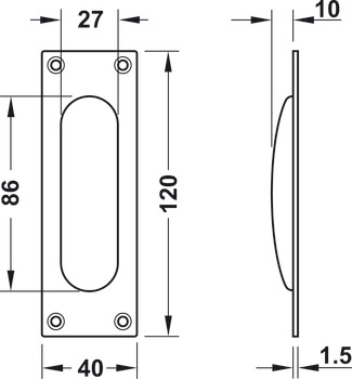 Startec Flush Pull Handle Sqr 120x40mm SSS - view 2