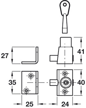 Sash Window Bolt With Std Key Steel/Brs Wht - view 2
