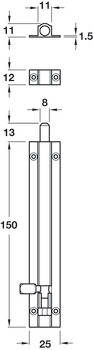 Barrel Bolt Straight 25x150mm Brass SC - view 2