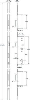 Multipoint 3 Mort Lock 45mm 2250x20mm - view 2