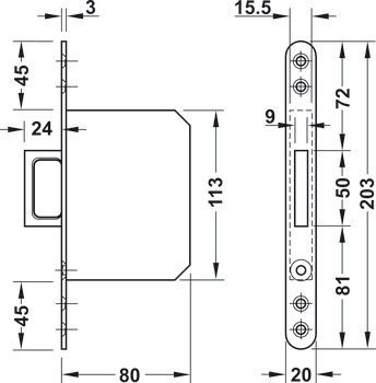 Mortice Spring Loaded Handle MSS - view 2