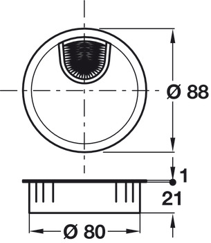 Cable Outlet 2prt D80x22mm Zinc Alloy SSE - view 2