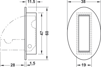 Folding Coat Hook 38x60mm Glue BMSS - view 3