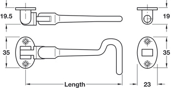 Cabin Hook+Eye Silent 150mm 316 SSS - view 2