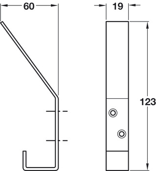 Hat+Coat Hook 123x60x19mm SSS - view 2