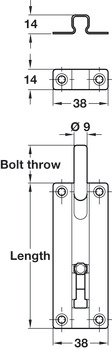 Barrel Bolt Straight 38x100mm PSS - view 2